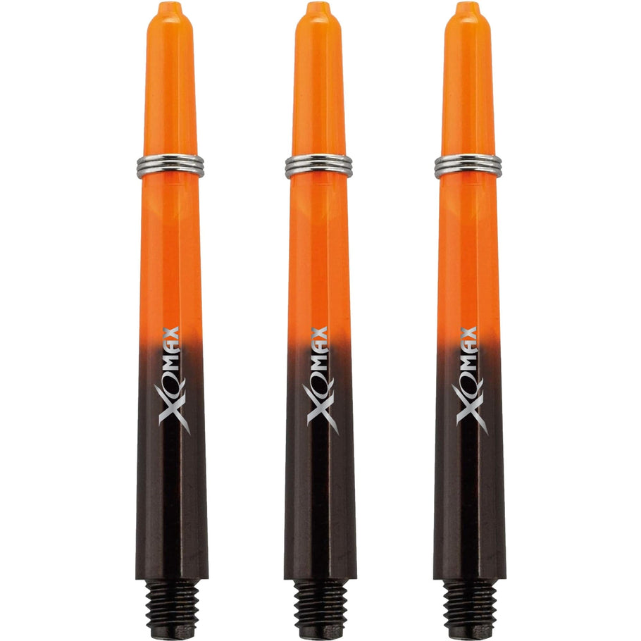 XQMax Gradient Polycarbonate Dart Shafts - with Logo - includes Springs - Black & Orange