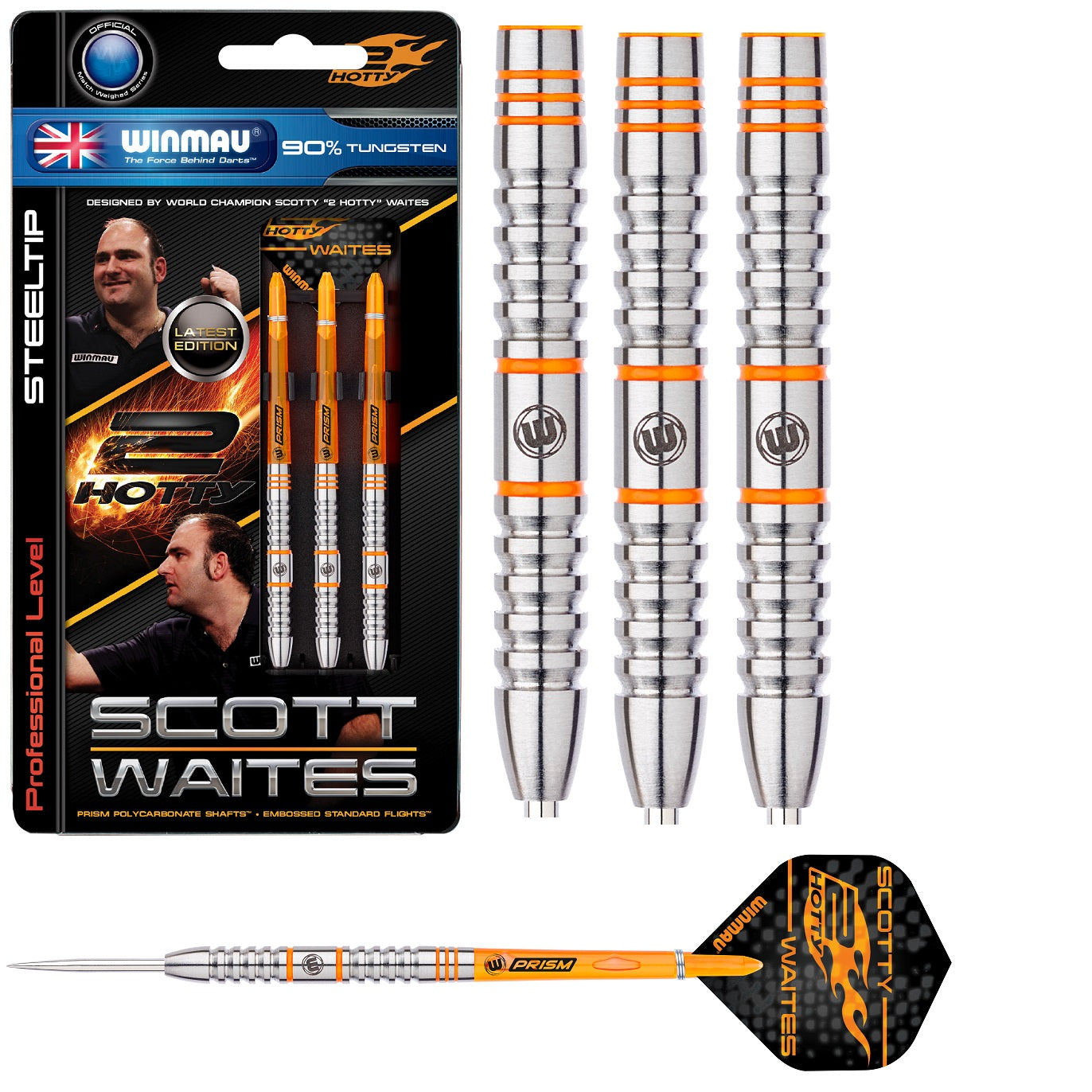 Winmau Scott Waites Scotty 2 Hotty - 90 Tungsten Darts - World Champion - Steel Tip