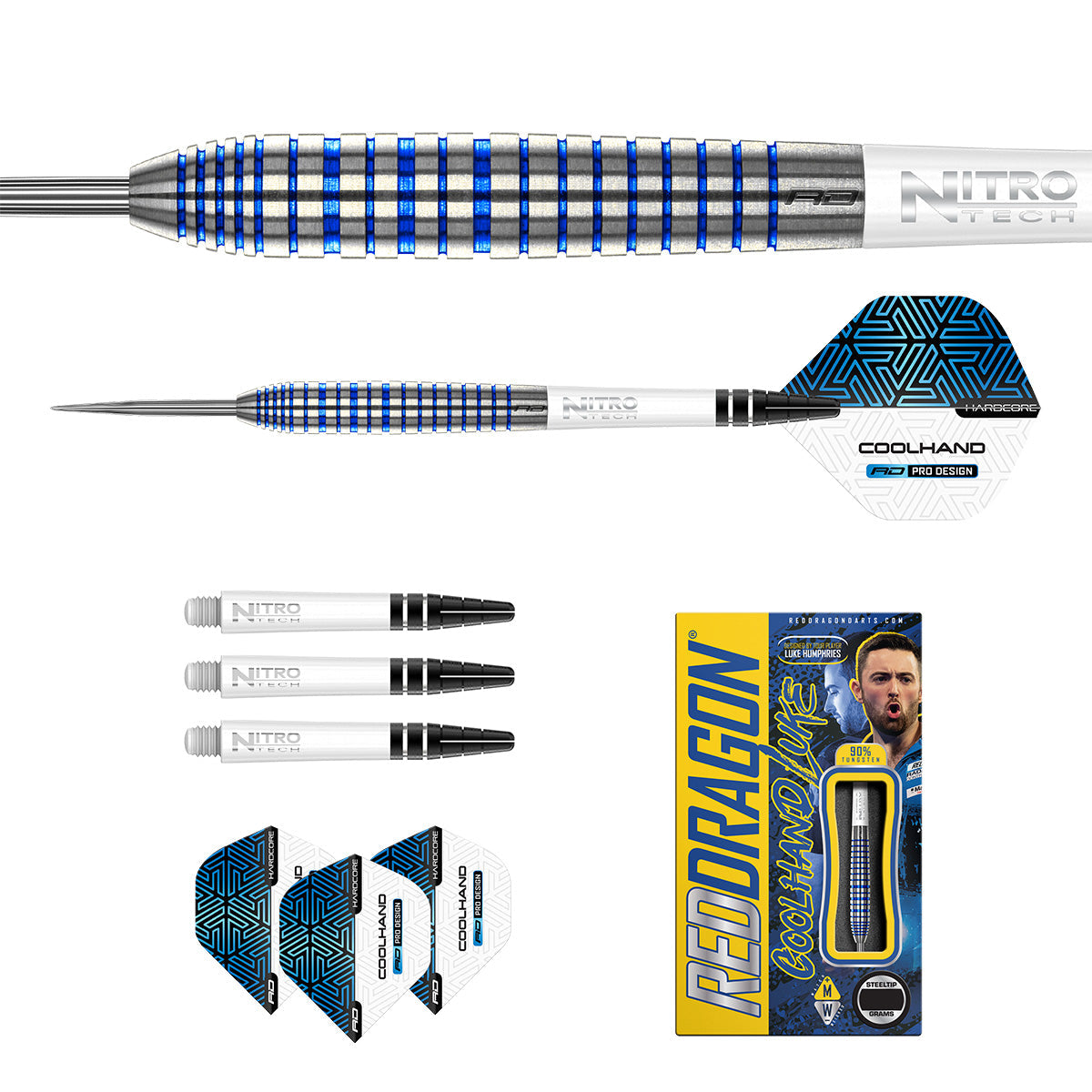 Luke Humphries TX3 Cool Blue SE 90% Tungsten Steel Tip Darts by Red Dragon