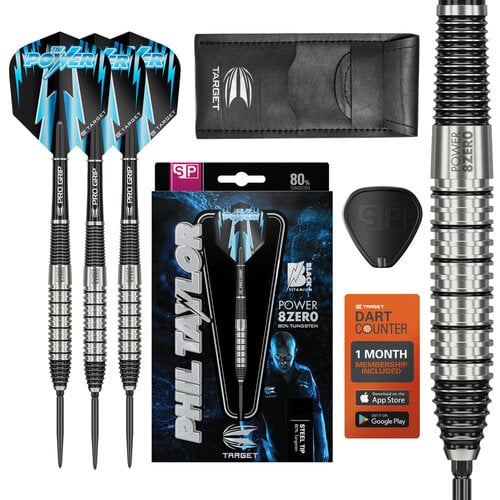 Target Phil Taylor Power 8ZERO 2 Swiss Point 80% Steel Tip Darts 24g