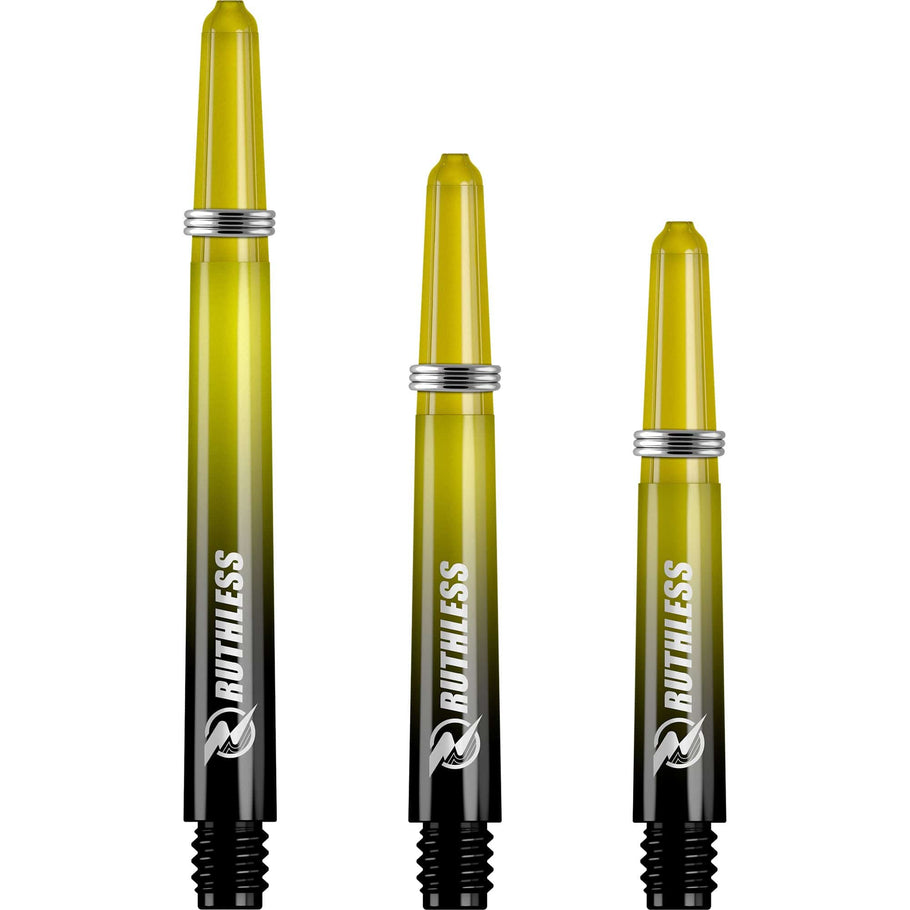 Ruthless Deflectagrip Dart Shafts - Two Tone - Polycarbonate Stems with Springs - Yellow