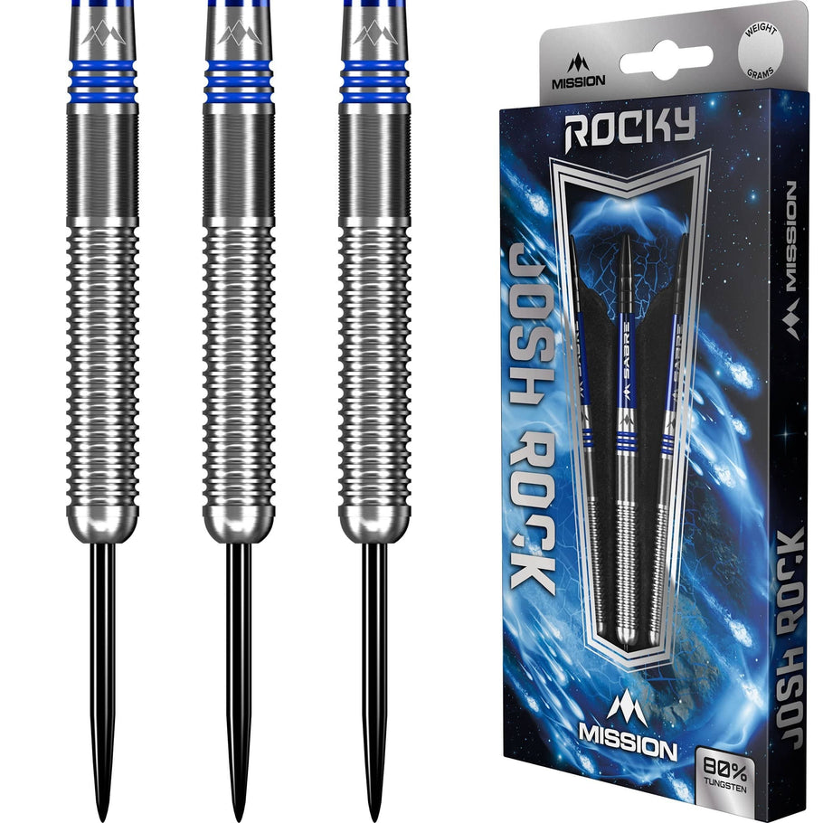 Mission Josh Rock Darts - Steel Tip - 80% - Rocky - Silver & Blue