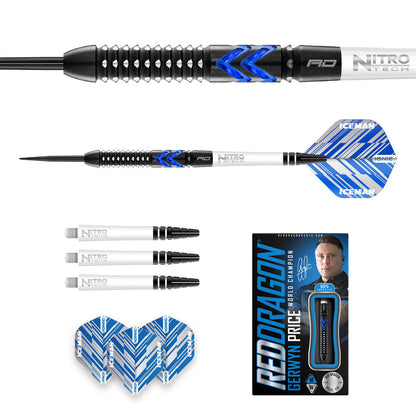 GERWYN PRICE BLUE ICE SE 90% TUNGSTEN STEEL TIP DARTS BY RED DRAGON