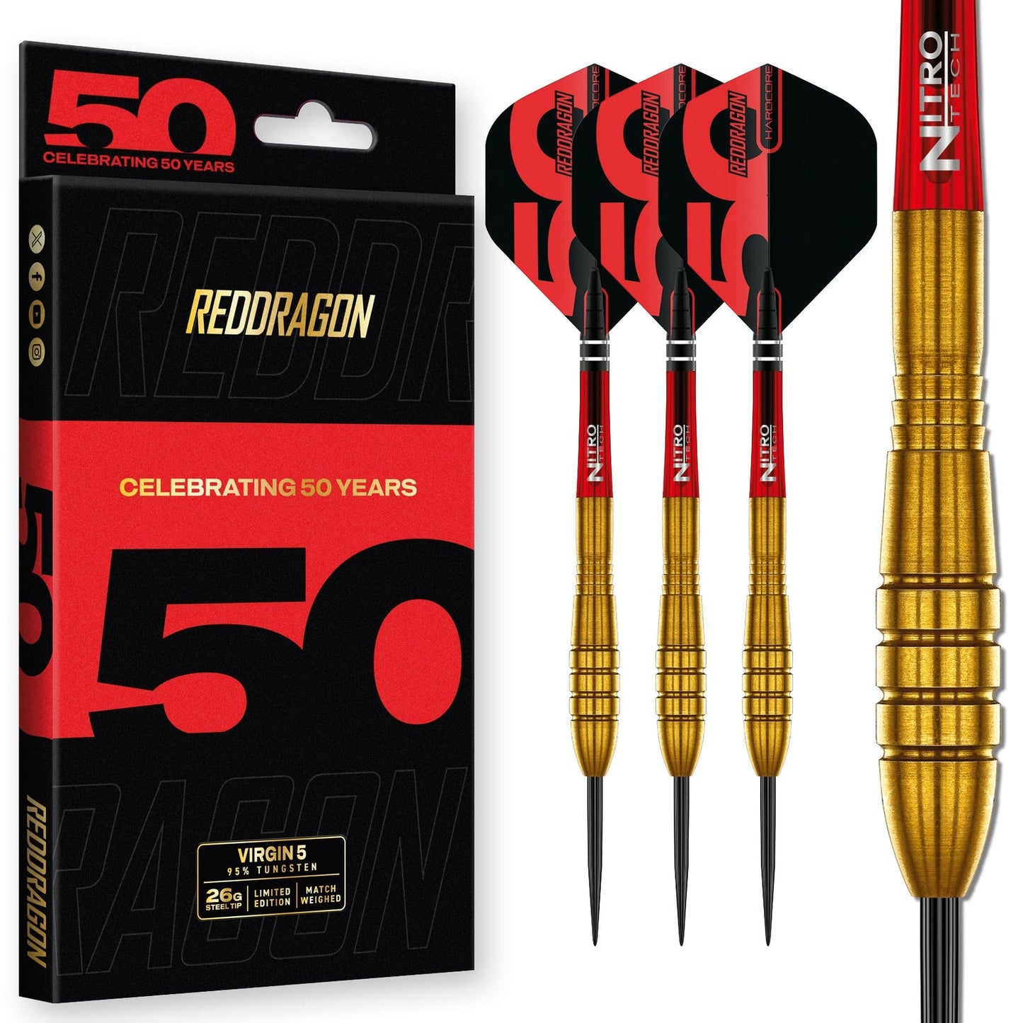 RED DRAGON VIRGIN 5 90% TUNGSTEN STEEL TIP DARTS