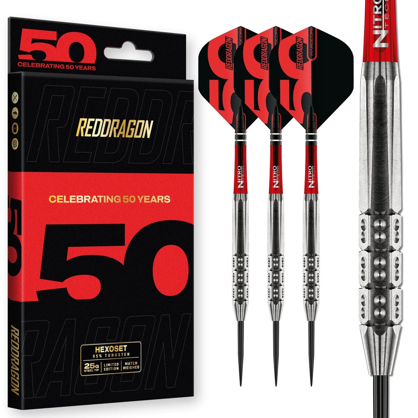 RED DRAGON HEXOSET 3 90% TUNGSTEN STEEL TIP DARTS