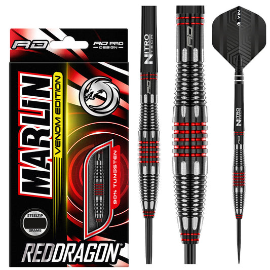 MARLIN VENOM 90% TUNGSTEN STEEL TIP DARTS BY RED DRAGON