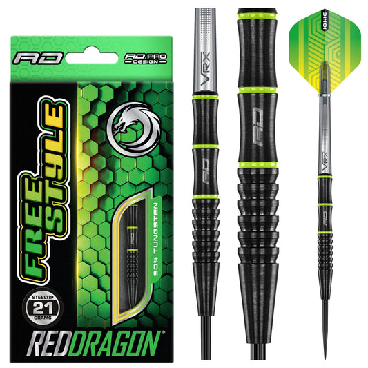 FREESTYLE 90% TUNGSTEN STEEL TIP DARTS BY RED DRAGON