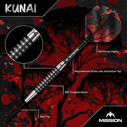 MISSION KUNAI DARTS
STEEL TIP - 95% TUNGSTEN - BLACK PVD
