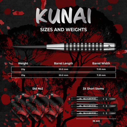 MISSION KUNAI DARTS
STEEL TIP - 95% TUNGSTEN - BLACK PVD