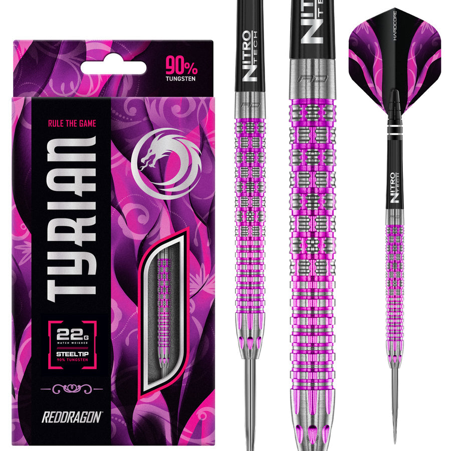 TYRIAN 90% TUNGSTEN STEEL TIP DARTS BY RED DRAGON