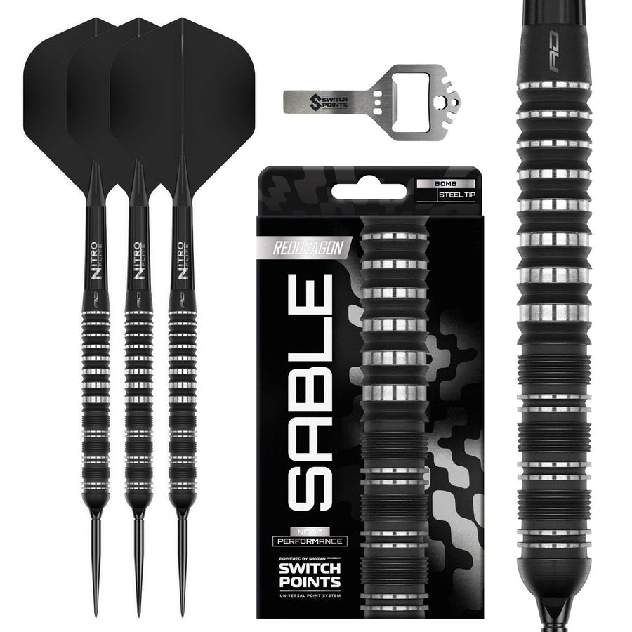 RED DRAGON SABLE PARALLEL SWITCH POINT 90% TUNGSTEN STEEL TIP DARTS
