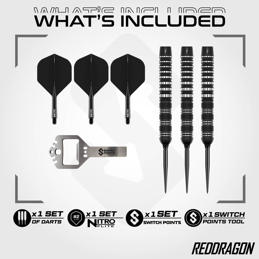 RED DRAGON SABLE PARALLEL SWITCH POINT 90% TUNGSTEN STEEL TIP DARTS