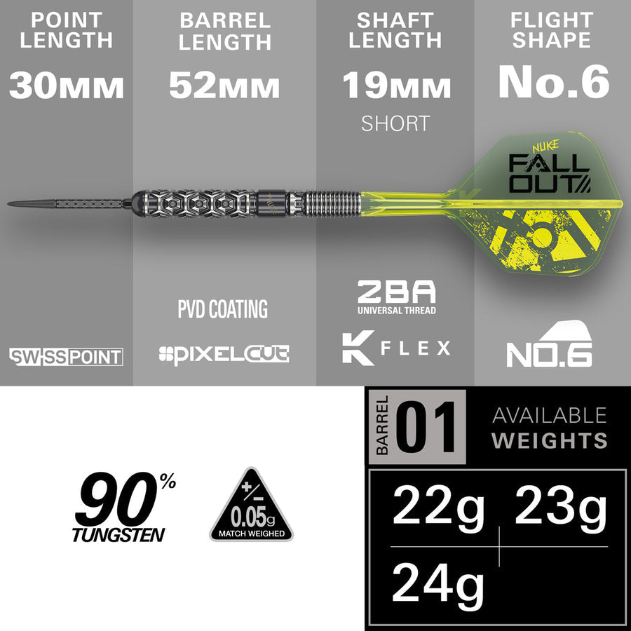 LUKE LITTLER NUKE FALLOUT  90% SP STEEL TIP DARTS 2026