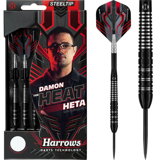 Harrows Damon Heta Darts - Steel Tip - The Heat - Black