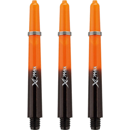 XQMax Gradient Polycarbonate Dart Shafts - with Logo - includes Springs - Black & Orange