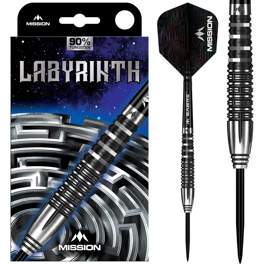 Mission Labyrinth Darts
Steel Tip - 90% Tungsten - Black PVD