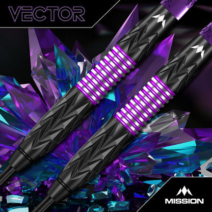 Mission Vector Darts
Steel Tip - 95% Tungsten - Black PVD & Purple Electro