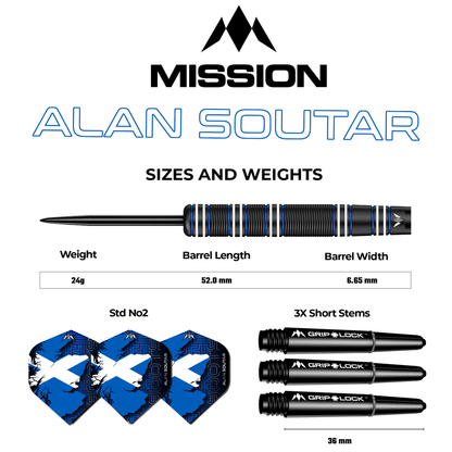 Mission Alan Soutar Darts - Steel Tip - 90% - Soots - Black Titanium