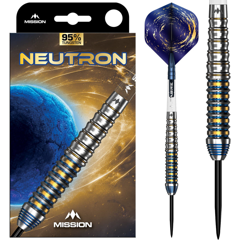 Mission Neutron Darts
Steel Tip - 95% Tungsten - Blue & Gold PVD