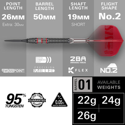 Nathan Aspinall Asp 95K 95% Tungsten SP Steel Tip Darts by Target