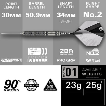 Target Beau Greaves G1 90% Tungsten SP Steel Tip Darts