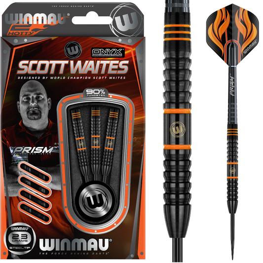 Winmau Scott Waites Scotty 2 Hotty - 90 Tungsten Darts - World Champion - Black Onyx Coated - Steel Tip