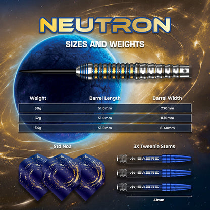Mission Neutron Darts
Steel Tip - 95% Tungsten - Blue & Gold PVD