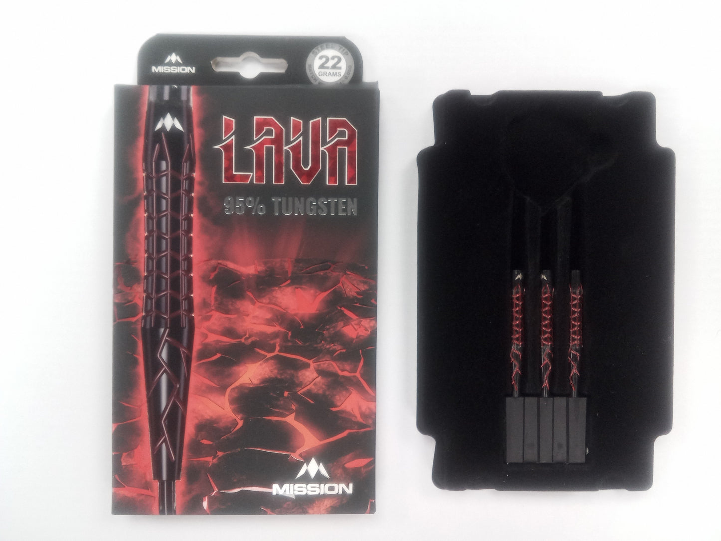 Mission Lava Darts
Steel Tip - 95% Tungsten - Black & Red Electro (Used)
