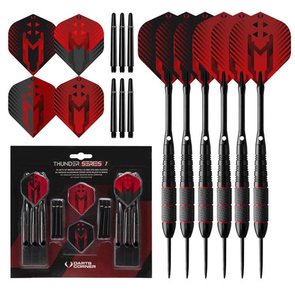 Thunder Series 1 - Steel Tip Brass - 2 Sets Darts - M1 - Black & Red - 22g