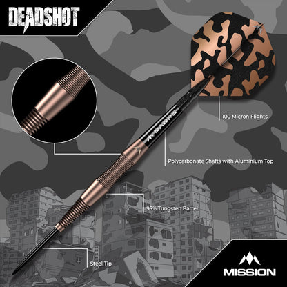 Mission Dead Shot Darts
Steel Tip - 95% Tungsten - Bronze