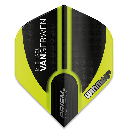 Winmau Prism Alpha MVG Michael Van Gerwen Dart Flights 6915-144 Black Green 100 Micron
