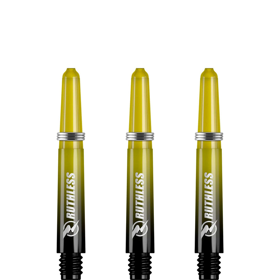Ruthless Deflectagrip Dart Shafts - Two Tone - Polycarbonate Stems with Springs - Yellow
