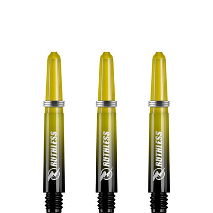 Ruthless Deflectagrip Dart Shafts - Two Tone - Polycarbonate Stems with Springs - Yellow