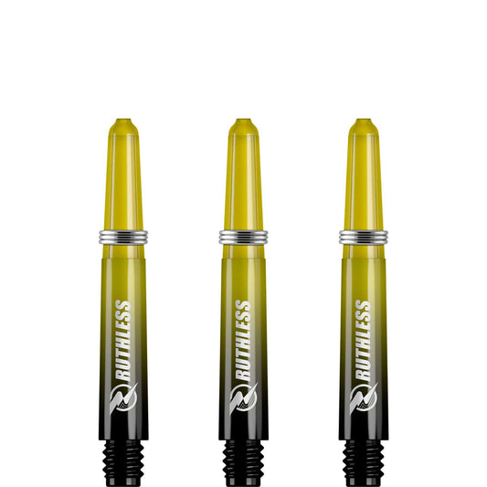 Ruthless Deflectagrip Dart Shafts - Two Tone - Polycarbonate Stems with Springs - Yellow