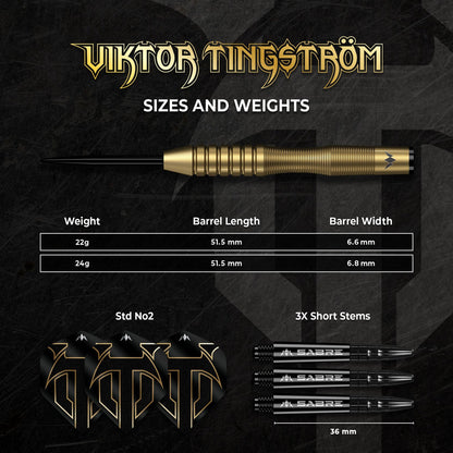 Mission Viktor Tingstrom Darts
Steel Tip - 90% Tungsten - Gold