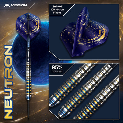 Mission Neutron Darts
Steel Tip - 95% Tungsten - Blue & Gold PVD