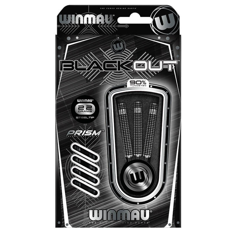 Winmau Blackout 90% Tungsten Steel Tip Darts - Straight Barrel