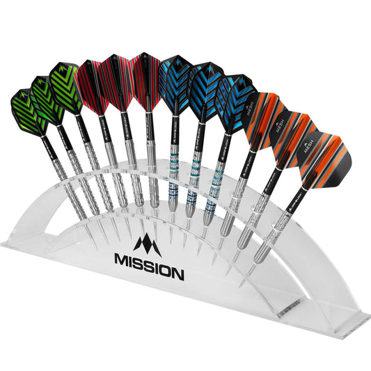 Mission Station 12
holds 12 darts - Acrylic Darts Display Arc Colours