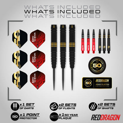 Red Dragon Jonny Clayton 50 Years Limited Edition 90% Tungsten Steel Tip Darts
