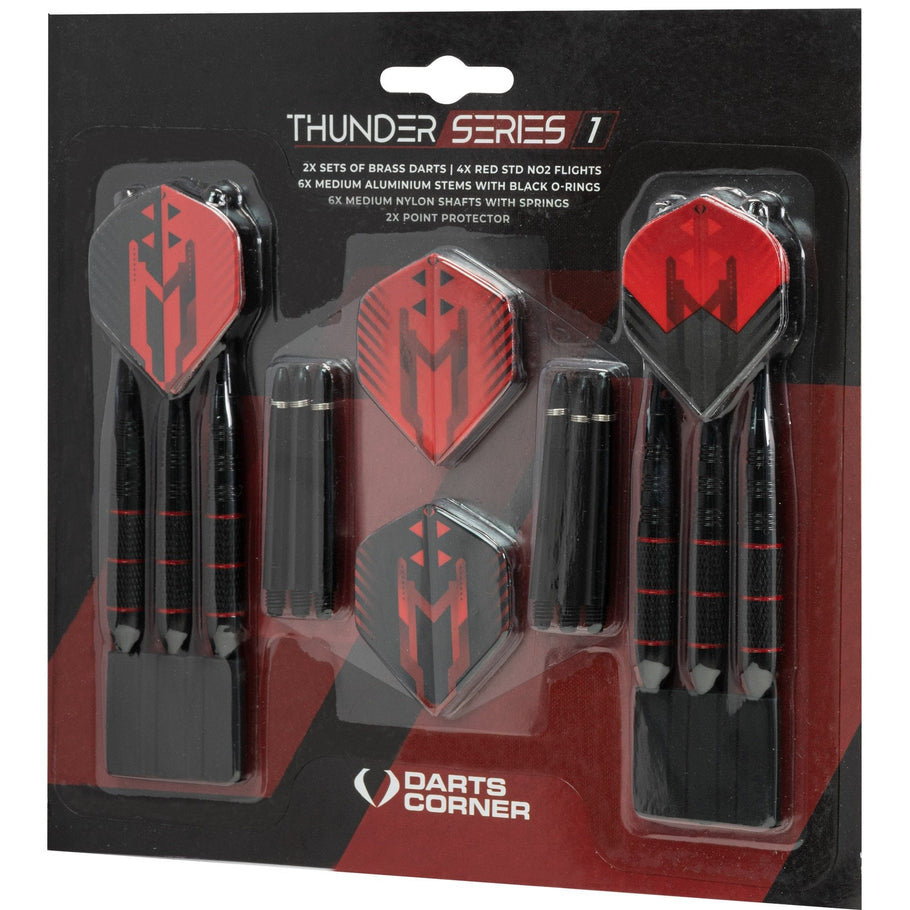 Thunder Series 1 - Steel Tip Brass - 2 Sets Darts - M1 - Black & Red - 22g