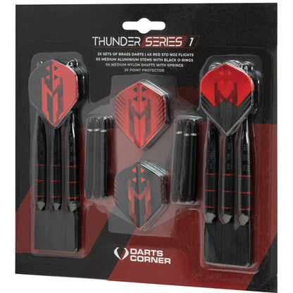 Thunder Series 1 - Steel Tip Brass - 2 Sets Darts - M1 - Black & Red - 22g