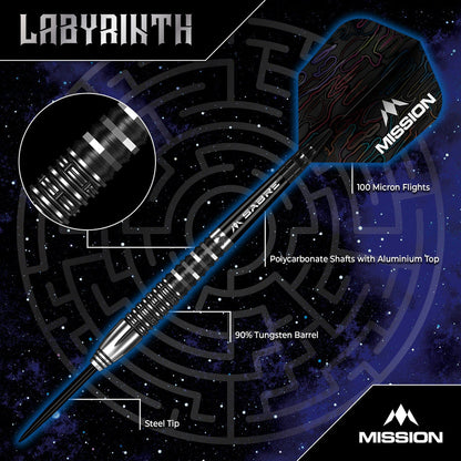 Mission Labyrinth Darts
Steel Tip - 90% Tungsten - Black PVD