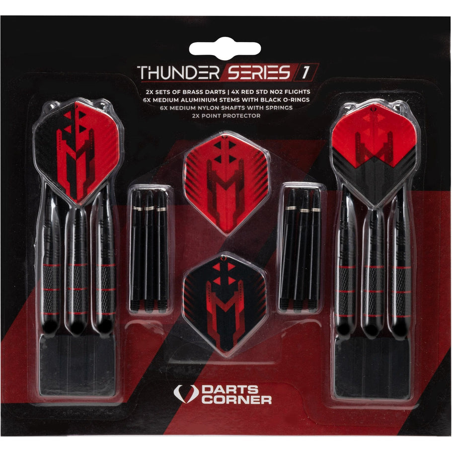 Thunder Series 1 - Steel Tip Brass - 2 Sets Darts - M1 - Black & Red - 22g