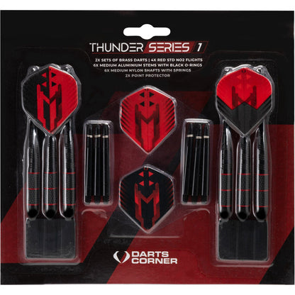 Thunder Series 1 - Steel Tip Brass - 2 Sets Darts - M1 - Black & Red - 22g