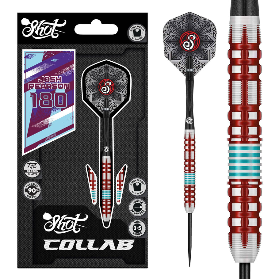Shot Collab Series Darts
Steel Tip - 90% Tungsten - Josh Pearson