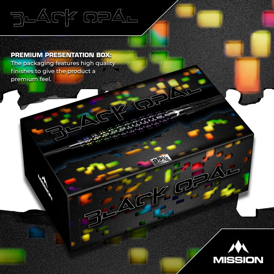 Mission Black Opal Darts
Steel Tip - 95% Tungsten - Black & Coral PVD