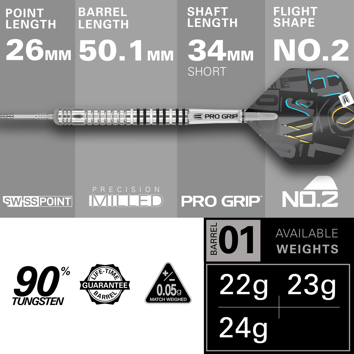 Chris Dobey G1 90% Tungsten Steel Tip Darts by Target