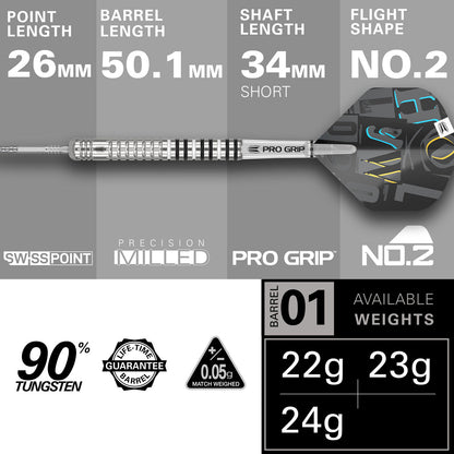 Chris Dobey G1 90% Tungsten Steel Tip Darts by Target