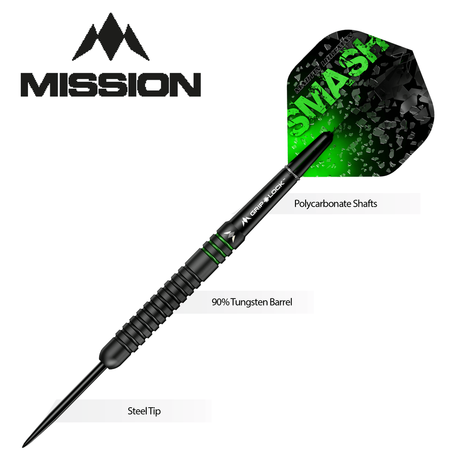 Mission Martin Lukeman Darts - Steel Tip - 90% - Smash - Black Titanium