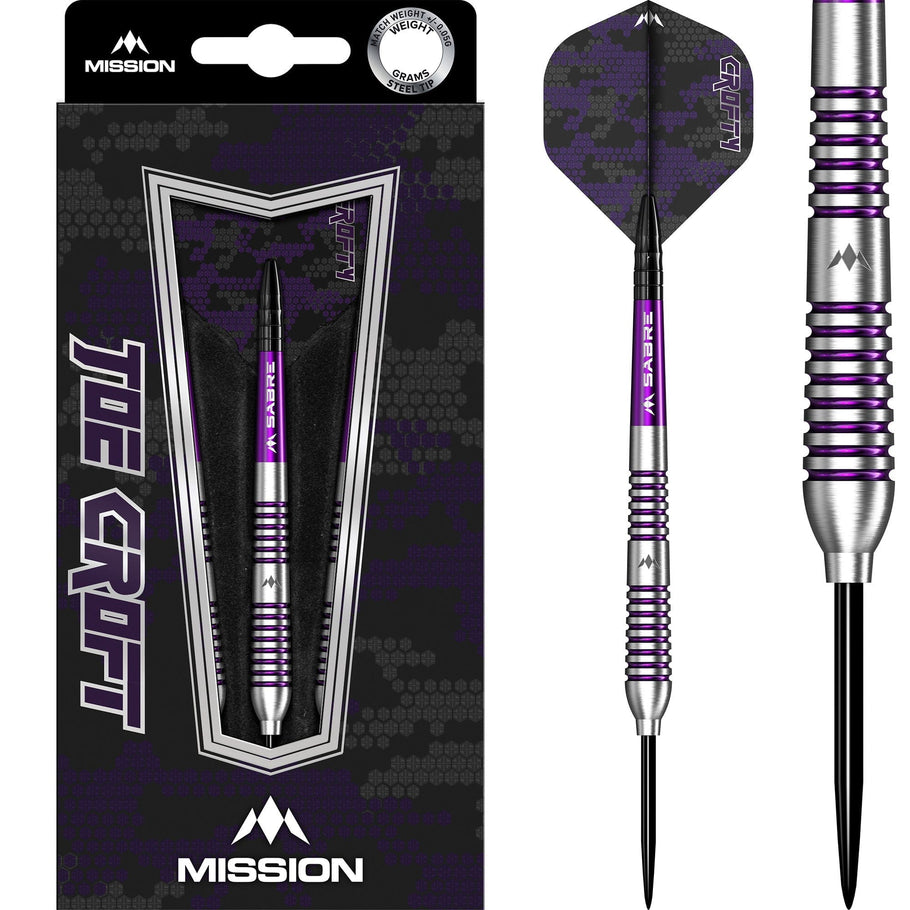 Mission Joe Croft Darts
Steel Tip - 95% Tungsten - Silver & Purple Electro